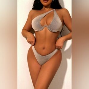SHEIN Asymmetrical Tan Bikini Set